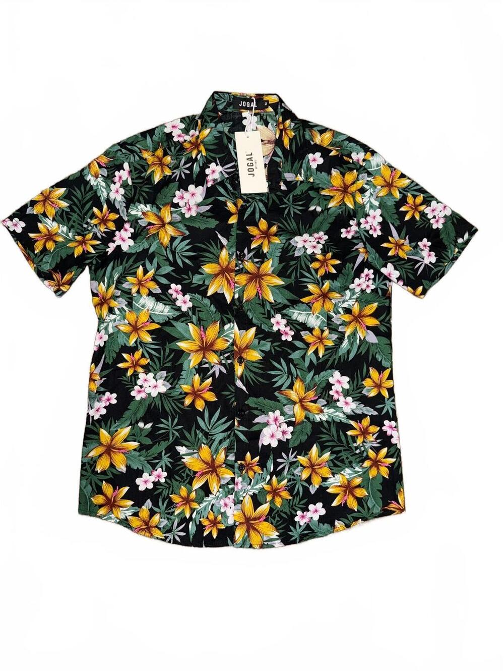 JOGAL Tropical Floral Button Up Shirt Size M NWT